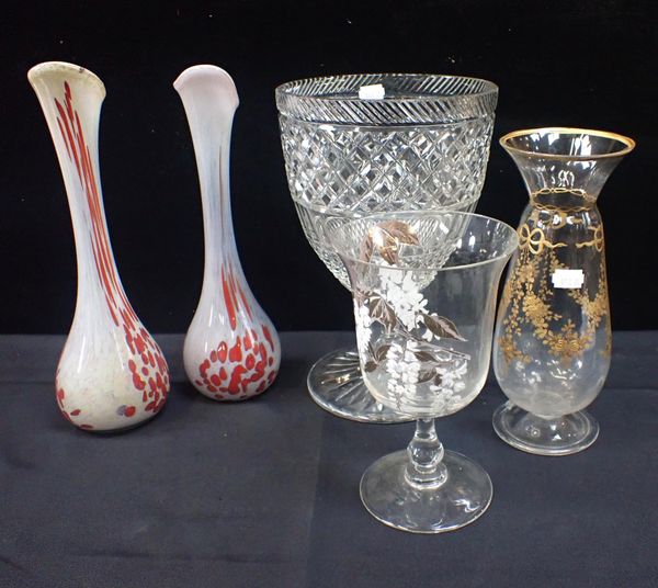 A PAIR OF STUDIO OPAQUE GLASS VASES