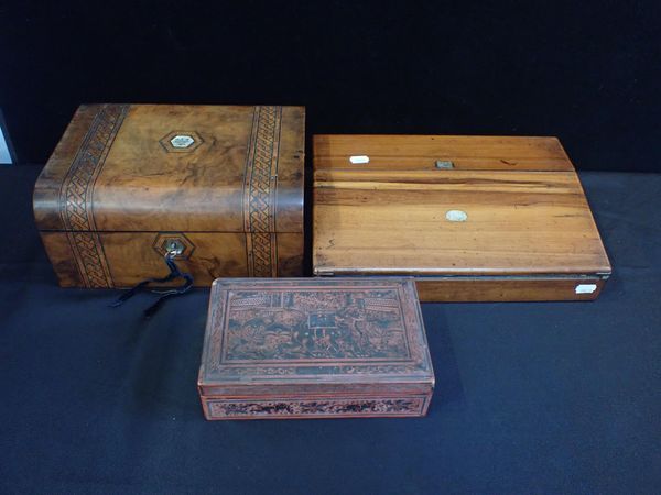 TWO 19th CENTURY WALNUT WRITING BOXES