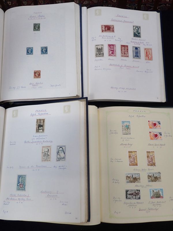 FOUR ALBUMS OF FRANCE POSTAGE STAMPS