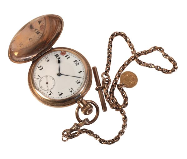 A GENTLEMAN'S GOLD-PLATED FULL HUNTER POCKET WATCH