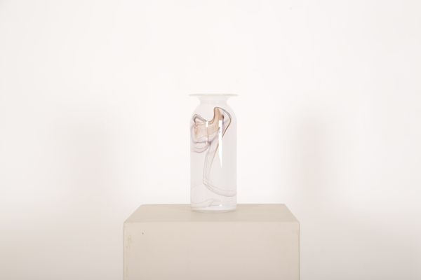 MANNER OF ANTHONY STERN (20TH CENTURY): A WHITE OPAQUE ART GLASS SLEEVE VASE