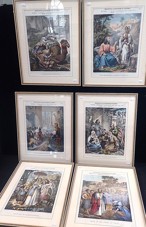 SIX FRAMED RELIGIOUS EDUCATIONAL PRINTS