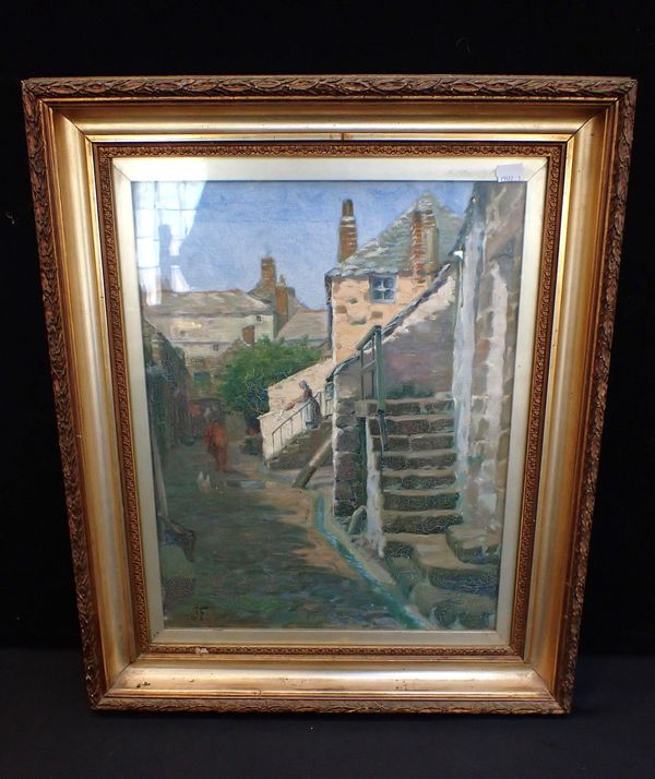 INITIAL J F, VIEW OF A VILLAGE STREET