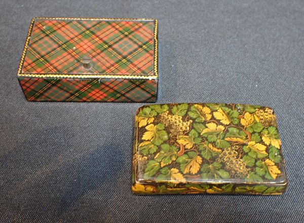 A TARTAN WARE STAMP BOX