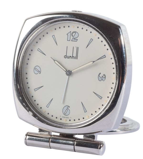 DUNHILL: A SILVER-PLATED DESK CLOCK