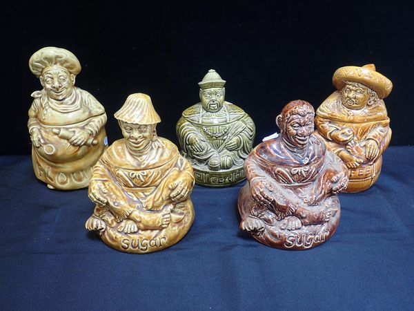 FIVE SADLER FIGURAL POTS