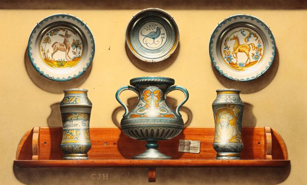 *CHRISTOPHER JOHN HARRISON (B.1945) Still life with ceramics