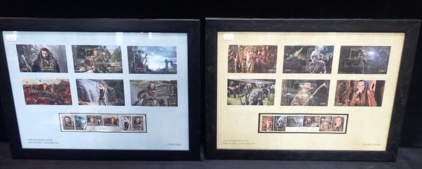 TWO FRAMED HOBBIT STAMP SETS