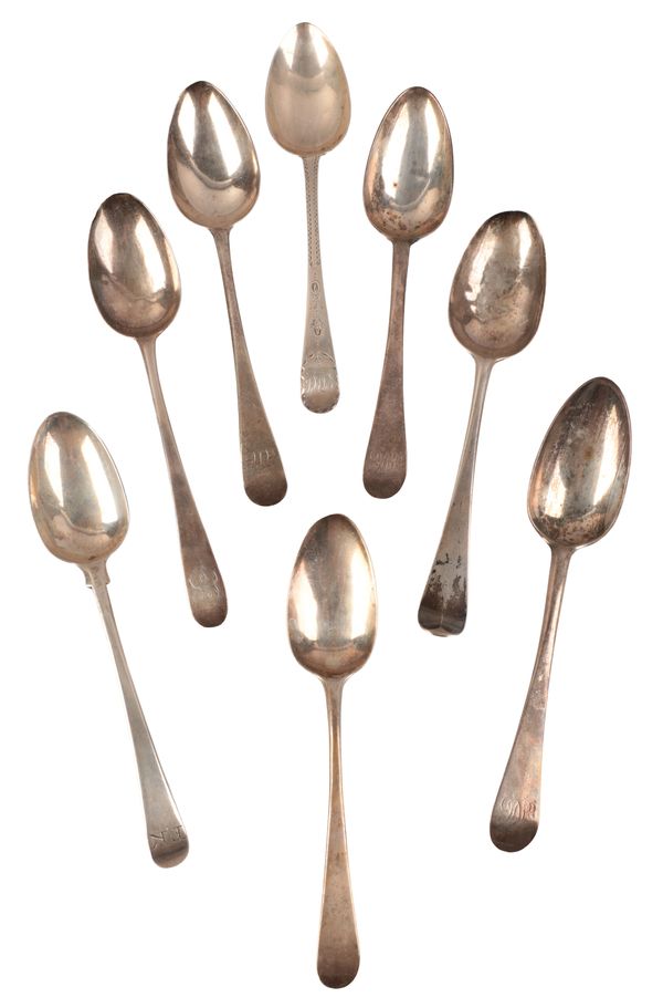 A PAIR OF GEORGE III SCOTTISH SILVER OLD ENGLISH PATTERN TABLE SPOONS