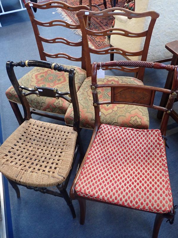 A PAIR OF GEORGE III LADDER-BACK DINING CHAIRS