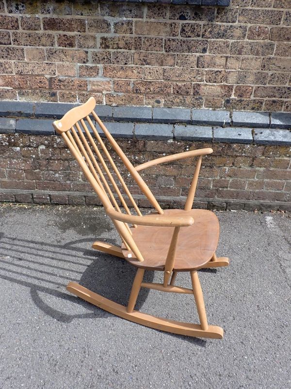 ERCOL: A BLOND ROCKING CHAIR