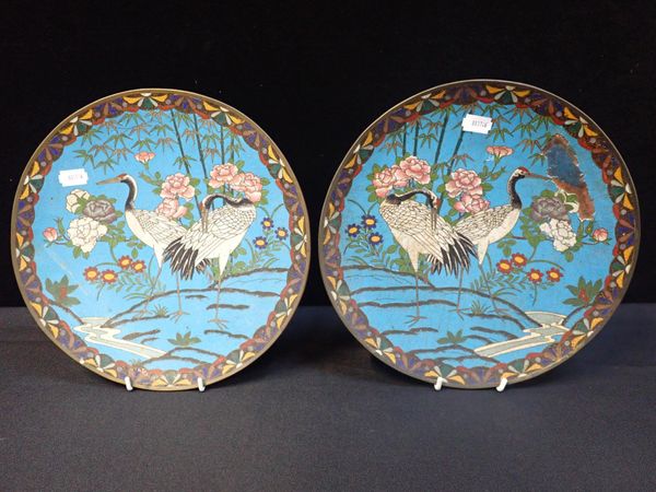 PAIR OF JAPANESE CLOISONNE DISHES