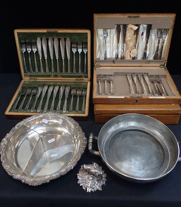 SILVER PLATED FISH EATERS BY ELKINGTON AND GOLDMITHS & SILVERSMITHS Co