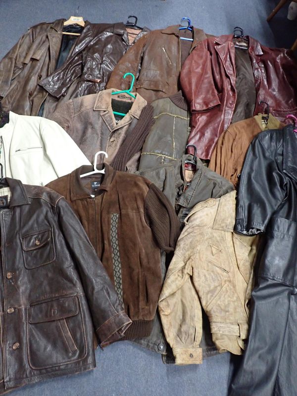 A QUANTITY OF LEATHER JACKETS, COATS