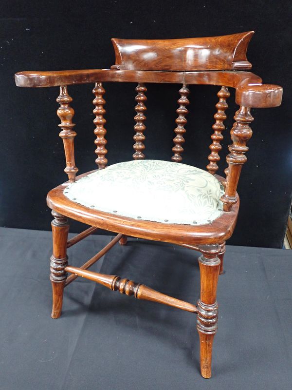 A VICTORIAN BEECH 'CAPTAIN'S' CHAIR