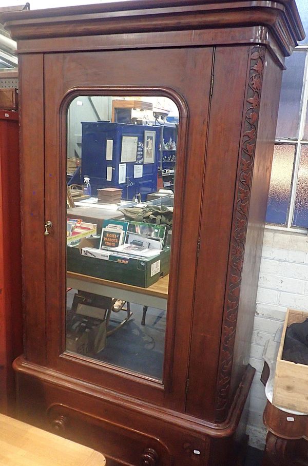 A VICTORIAN MAHOGANY SINGLE WARDROBE