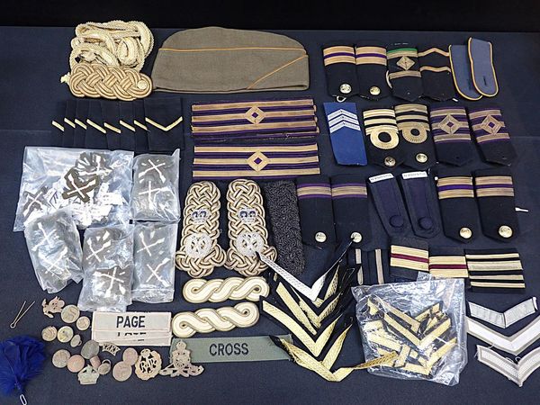 A COLLECTION OF EPAULETTES AND RANK BADGES FOR THE MERCHANT NAVY, ARMY AND POLICE