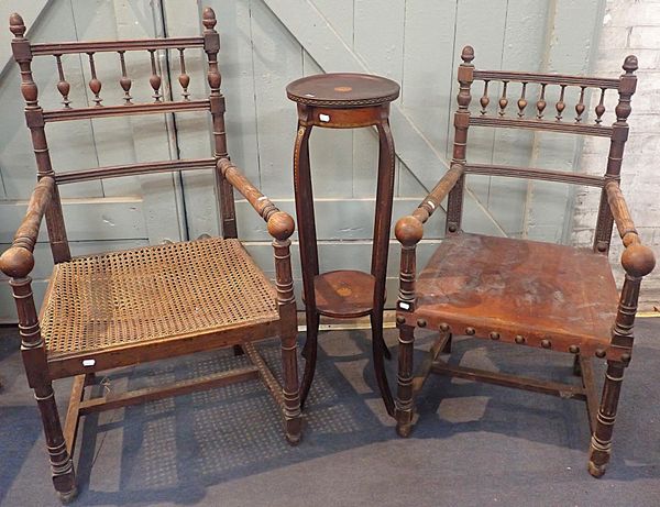 TWO SIMILAR CONTINENTAL OAK ARMCHAIRS