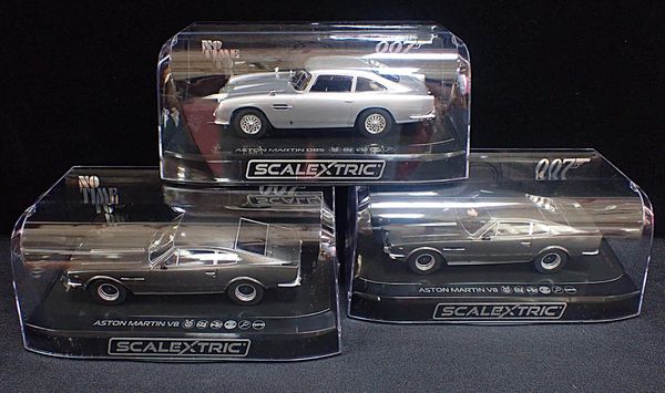 THREE BOXED SCALEXTRIC 'JAMES BOND' CARS