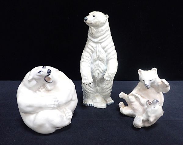A GROUP OF THREE ROYAL COPENHAGEN POLAR BEARS