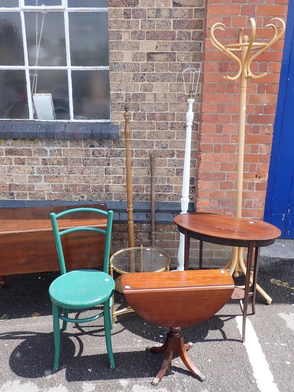 A QUANTITY OF SMALL FURNITURE; A HAT STAND