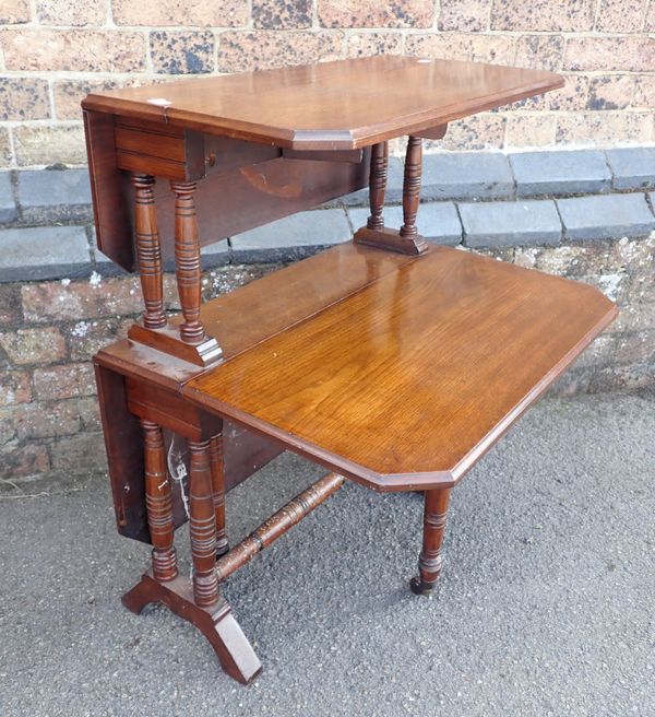 A LATE VICTORIAN OAK AESTHETIC STYLE TWO-TIER TABLE