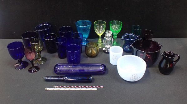 A COLLECTION OF COLOURED GLASSWARE