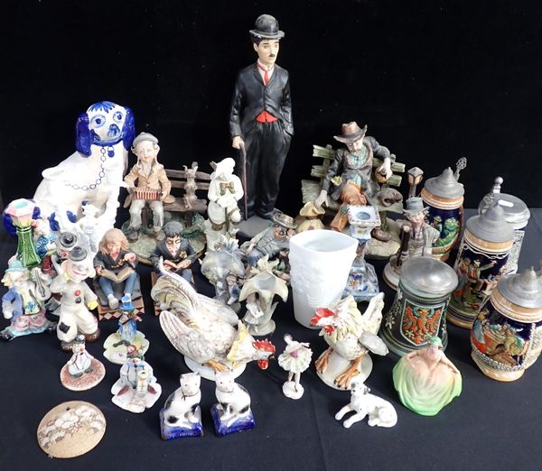 A QUANTITY OF CERAMIC FIGURES AND OTHER ITEMS