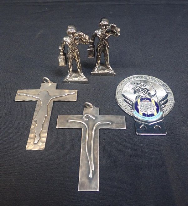 JEAN DESPRES: TWO METAL CRUCIFIXES