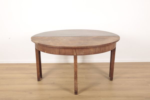 A NEAR PAIR OF MAHOGANY D-END TABLES