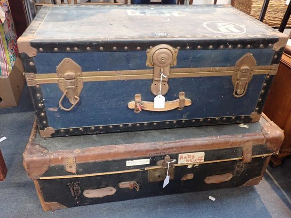 TWO VINTAGE TRAVEL TRUNKS