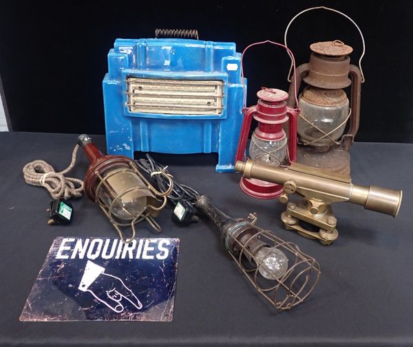 AN ART DECO BLUE ENAMELLED CAST IRON ELECTRIC HEATER