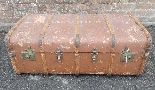 A VINTAGE STEAMER TRUNK