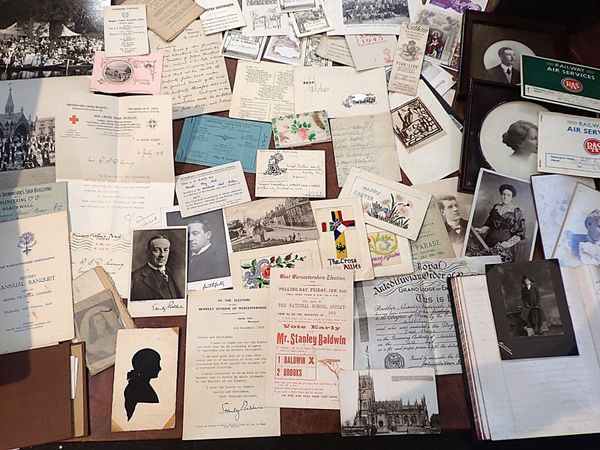 A QUANTITY OF  EPHEMERA  WITH CONNECTIONS TO STANLEY BALDWIN, PRIME MINISTER