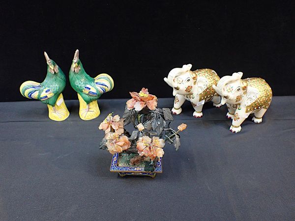 A 'JADE TREE', IN CLOISONNE POT