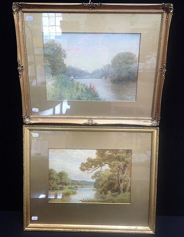 THOS. PYNE RI: RIVER SCENE WITH CATTLE