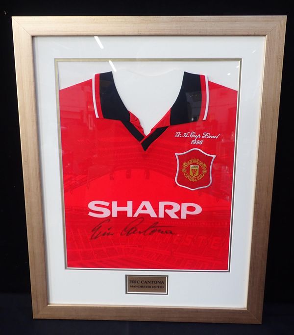 'ERIC CANTONA' SIGNED FRAMED SHIRT