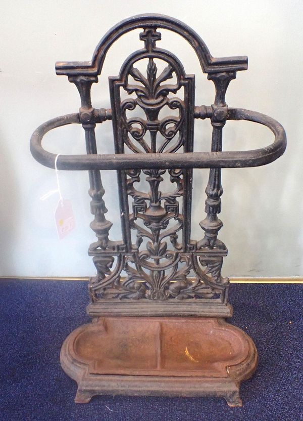 A CAST IRON UMBRELLA STAND