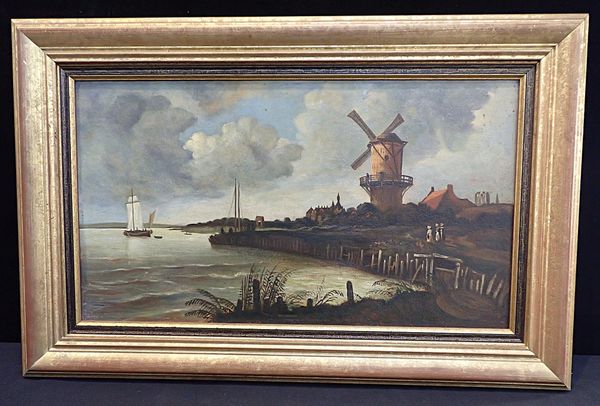A NAIVE OIL ON BOARD DUTCH SCENE
