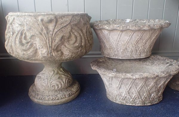 A PAIR OF REGENCY STYLE 'BASKET' GARDEN PLANTERS