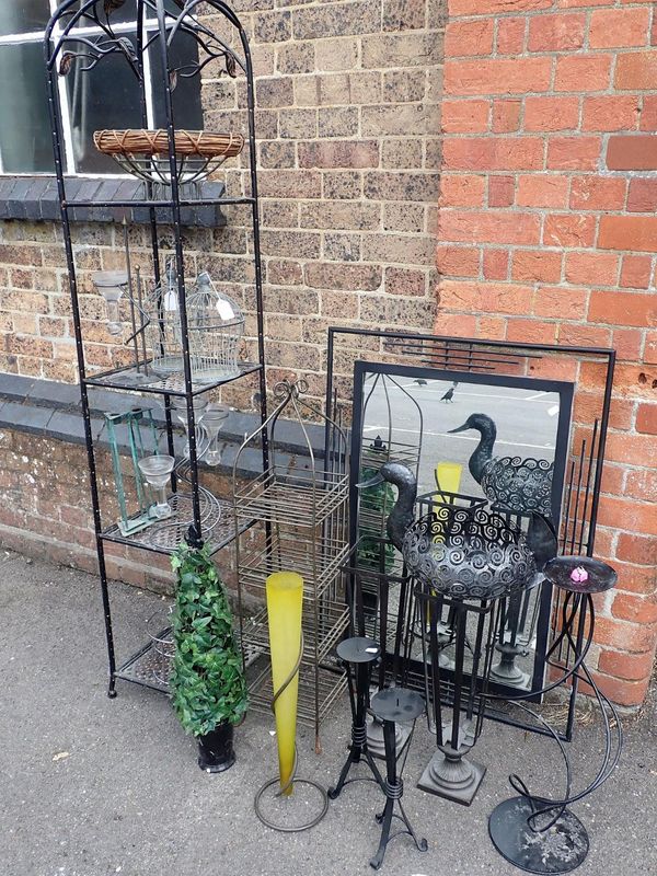 A FOUR-TIER METAL ETAGERE