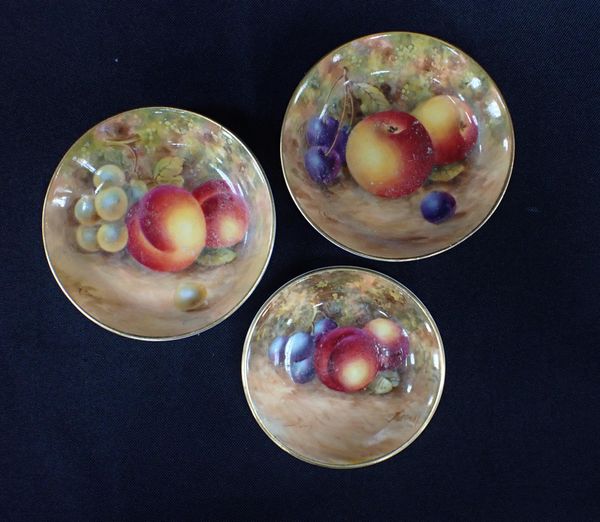 A PAIR OF ROYAL WORCESTER PIN TRAYS