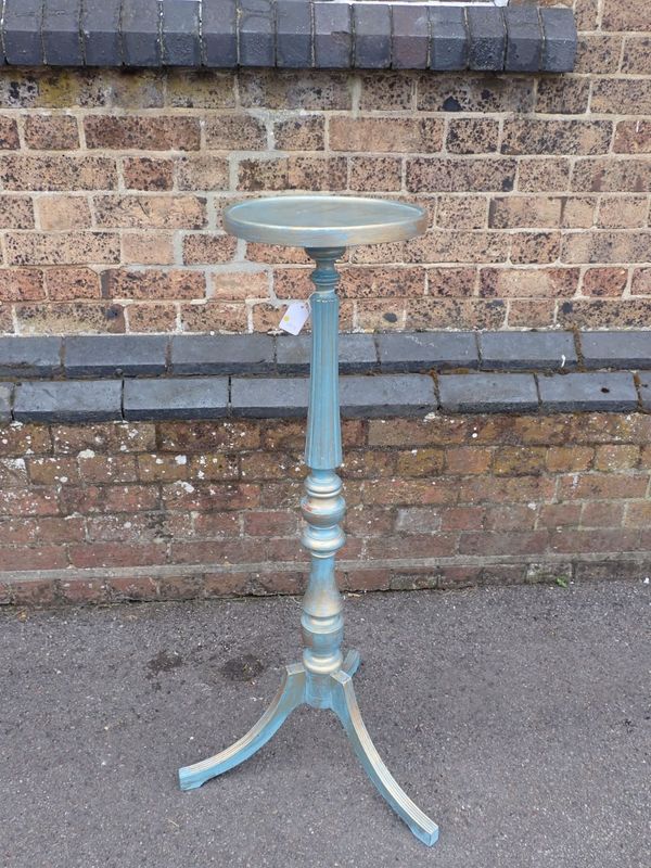 A PAINTED MAHOGANY STAND OR TORCHERE