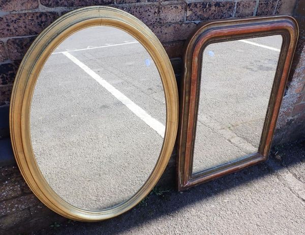 A SMALL19th CENTURY FRENCH  GILT FRAMED OVERMANTEL MIRROR