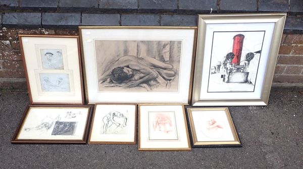 A COLLECTION OF FRAMED DRAWINGS