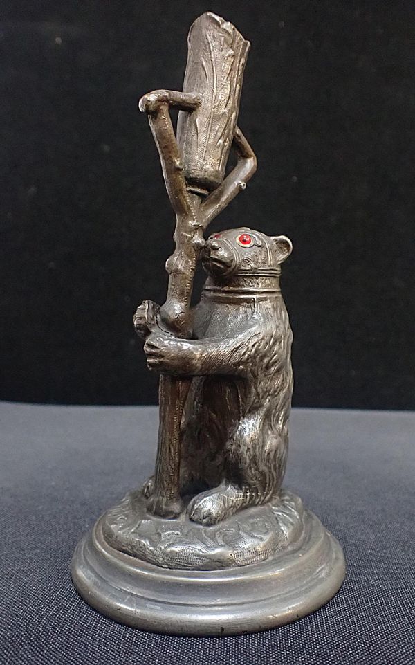 A SPELTER DANCING BEAR FIGURE