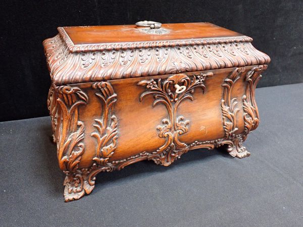 A MAHOGANY CHIPPENDALE REVIVAL TEA CADDY BY GOSTIN OF LIVERPOOL