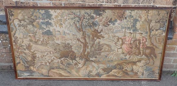 A FRENCH TAPESTRY DEPICTING A HUNTING SCENE