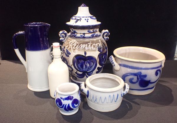 A WEST GERMAN POTTERY RUMTOPF JAR AND COVER