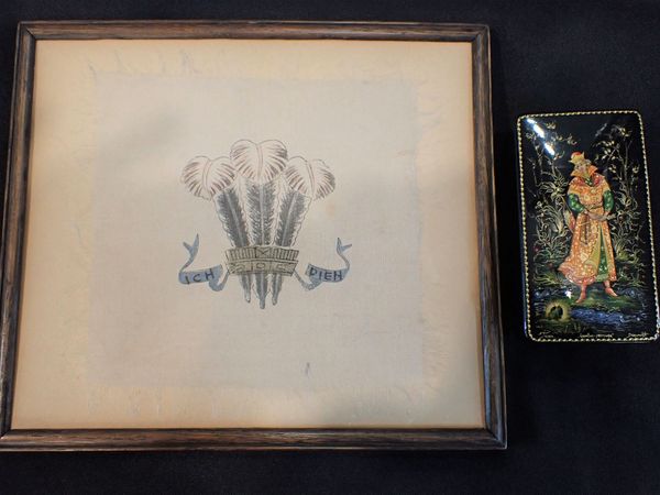 THE PRINCE OF WALES, LATER KING EDWARD VIII: A FRAMED TABLE MAT